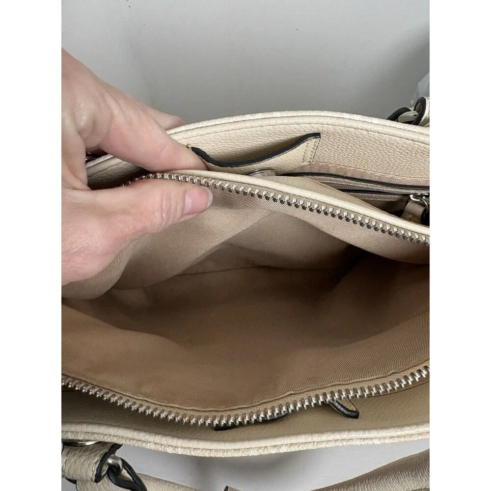 Dana Buchman Ivory Floral Satchel Handbag Purse Faux Leather Medium Spring Style - Picture 7 of 7